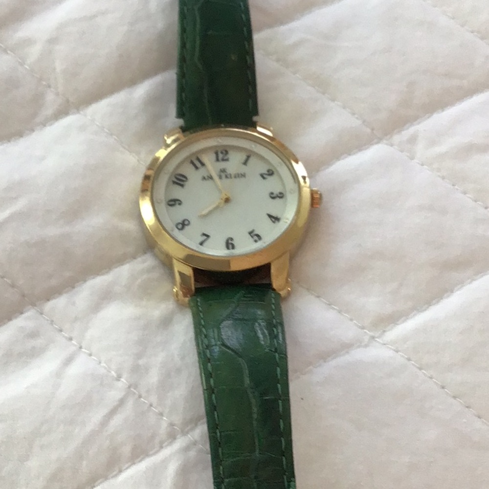 Anne Klein green leather wristwatch